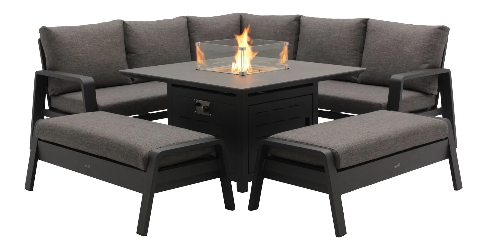 PRAGUE ANTHRACITE SQUARE SOFA & FIREPIT SET